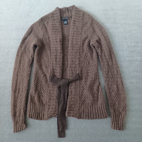 Y2K Deane & White Sweater Cardigan Women M Wool Angora Tie Front Balletcore - Picture 9 of 9